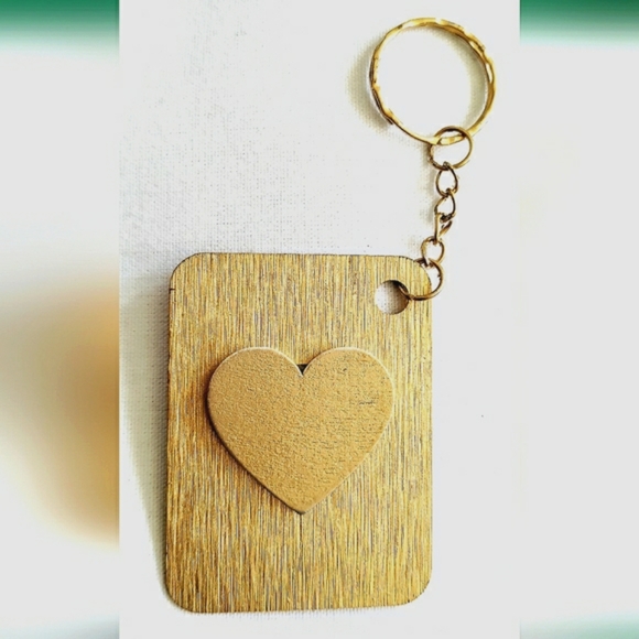 NEW Handmade Keychain Bag Tag! Italian Wood ArtDeco1. "I LOVE My Bag" Wood Heart - Picture 3 of 6